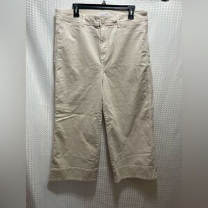 LOFT Women’s Cropped Pants Beige Size 14 Cotton Stretch